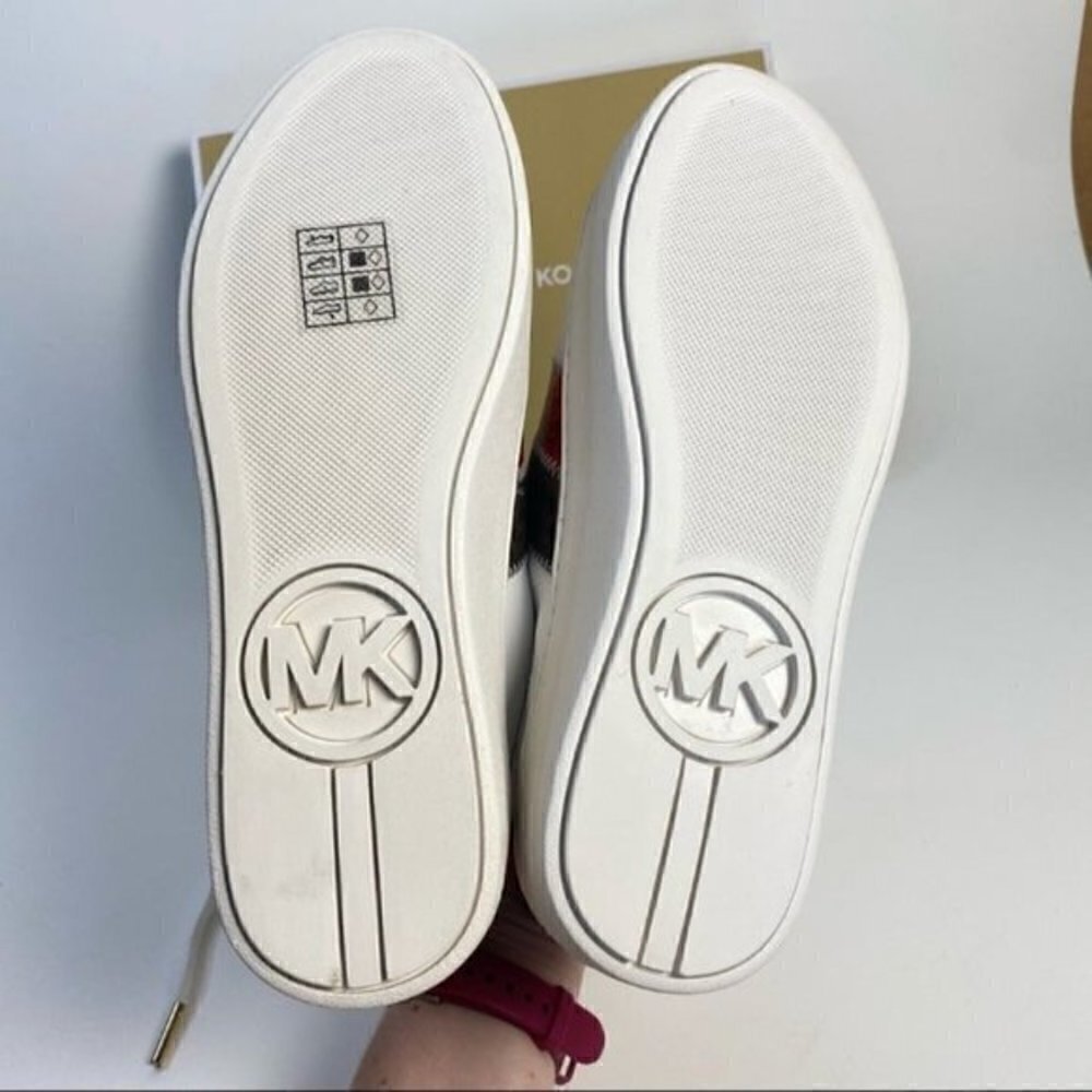Michael Kors Poppy Lace Up White Leather Sneakers Shoes size 9 - Picture 7 of 10